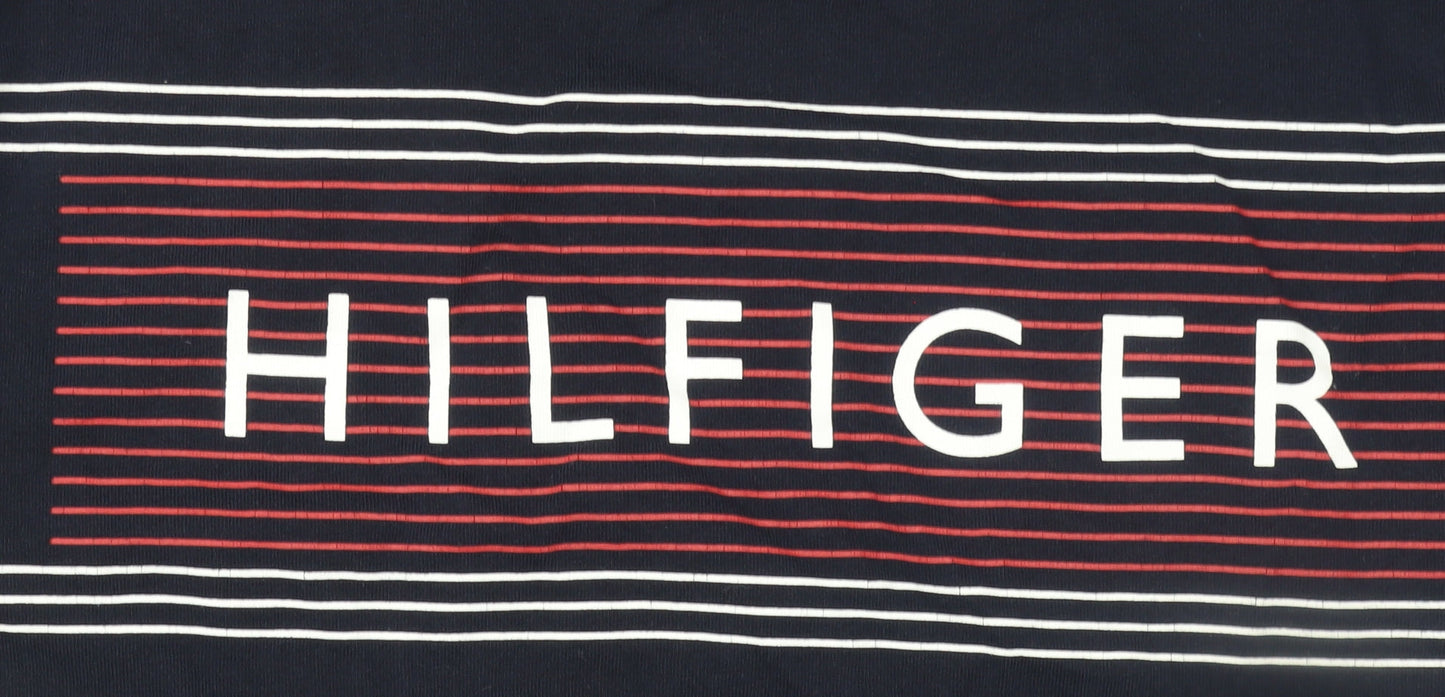 Tommy Hilfiger Men Blue Slim Fit Logo Graphic Cotton T-Shirt M