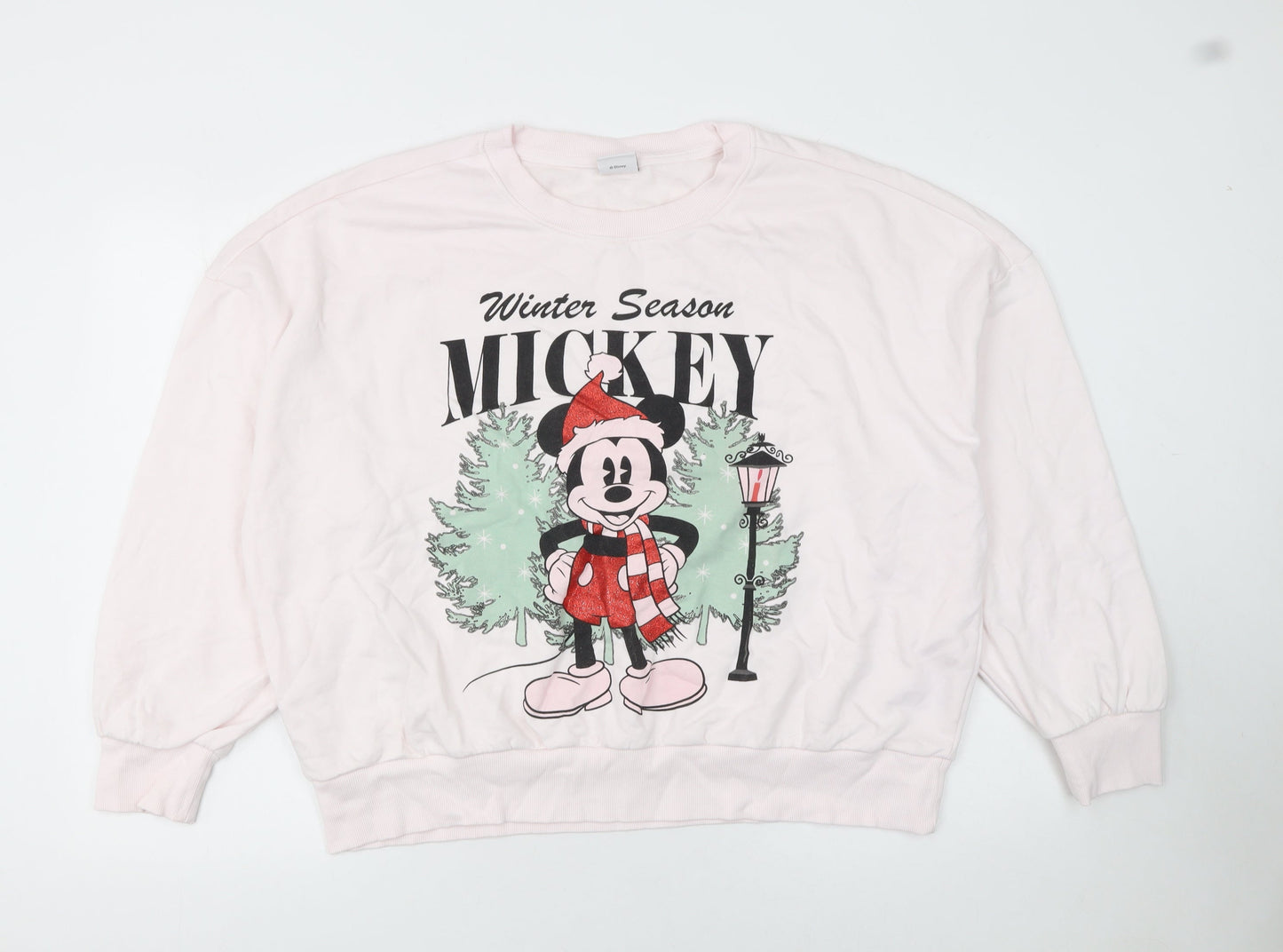 Disney Women’s Pink Mickey Mouse Winter Sweatshirt Size L