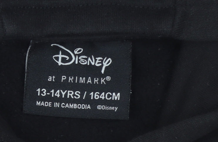 Disney Girls Black Hoodie 13-14 Years Pullover Graphic Themed Sweatshirt