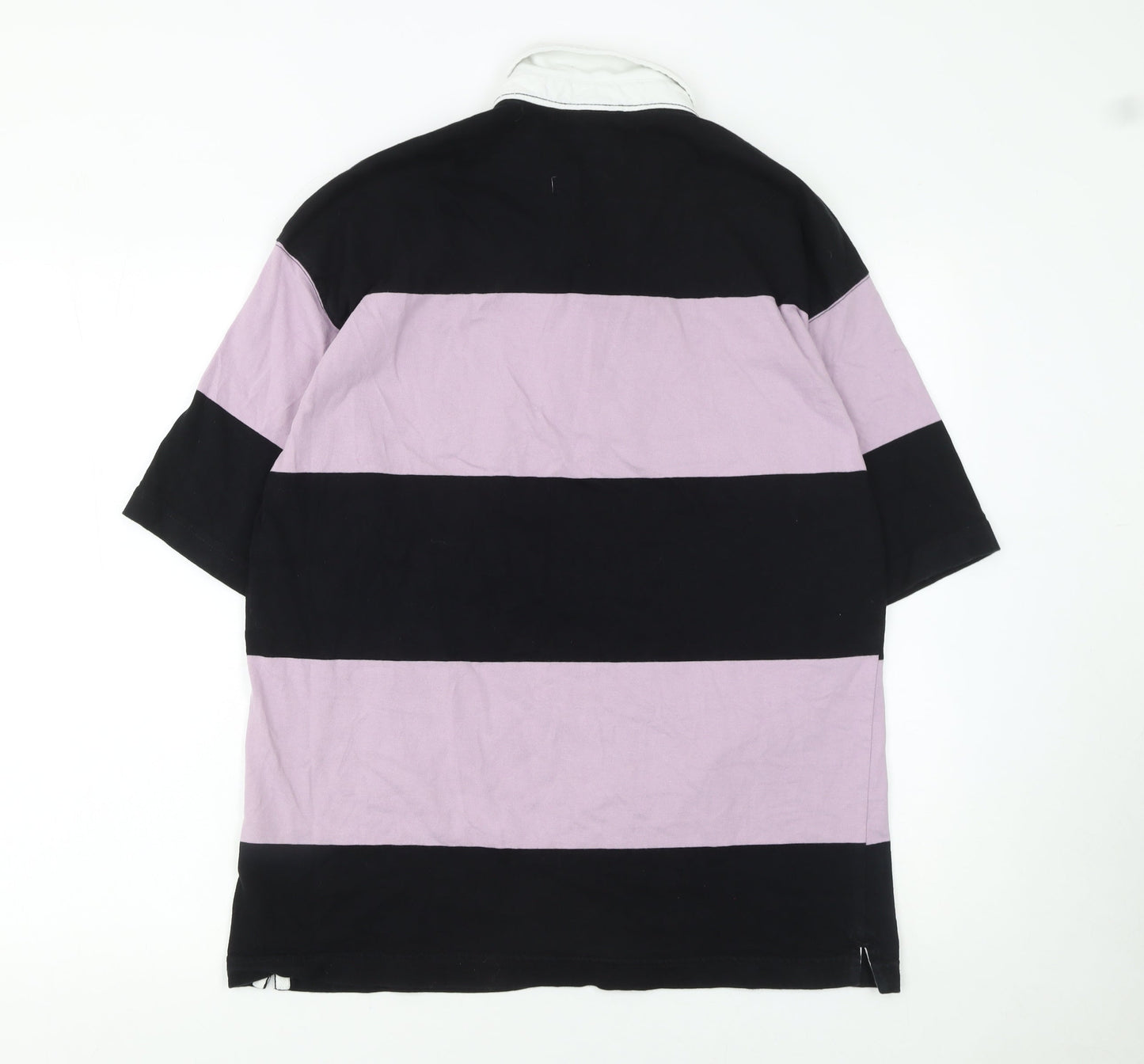 H&M Men’s Multicoloured Striped Polo Shirt M Relaxed Fit Cotton