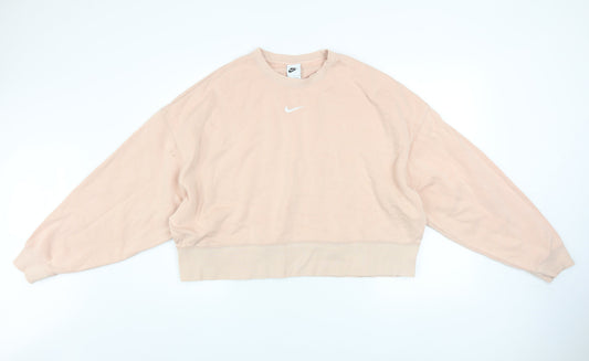 Nike Women’s Beige Oversized Crew Neck Pullover Sweatshirt M