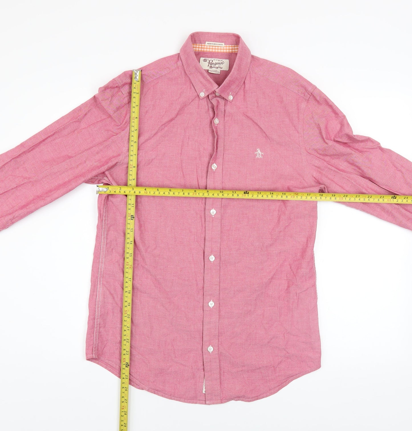 Original Penguin Men’s Pink Slim Fit Long Sleeve Button-Up Shirt Size S