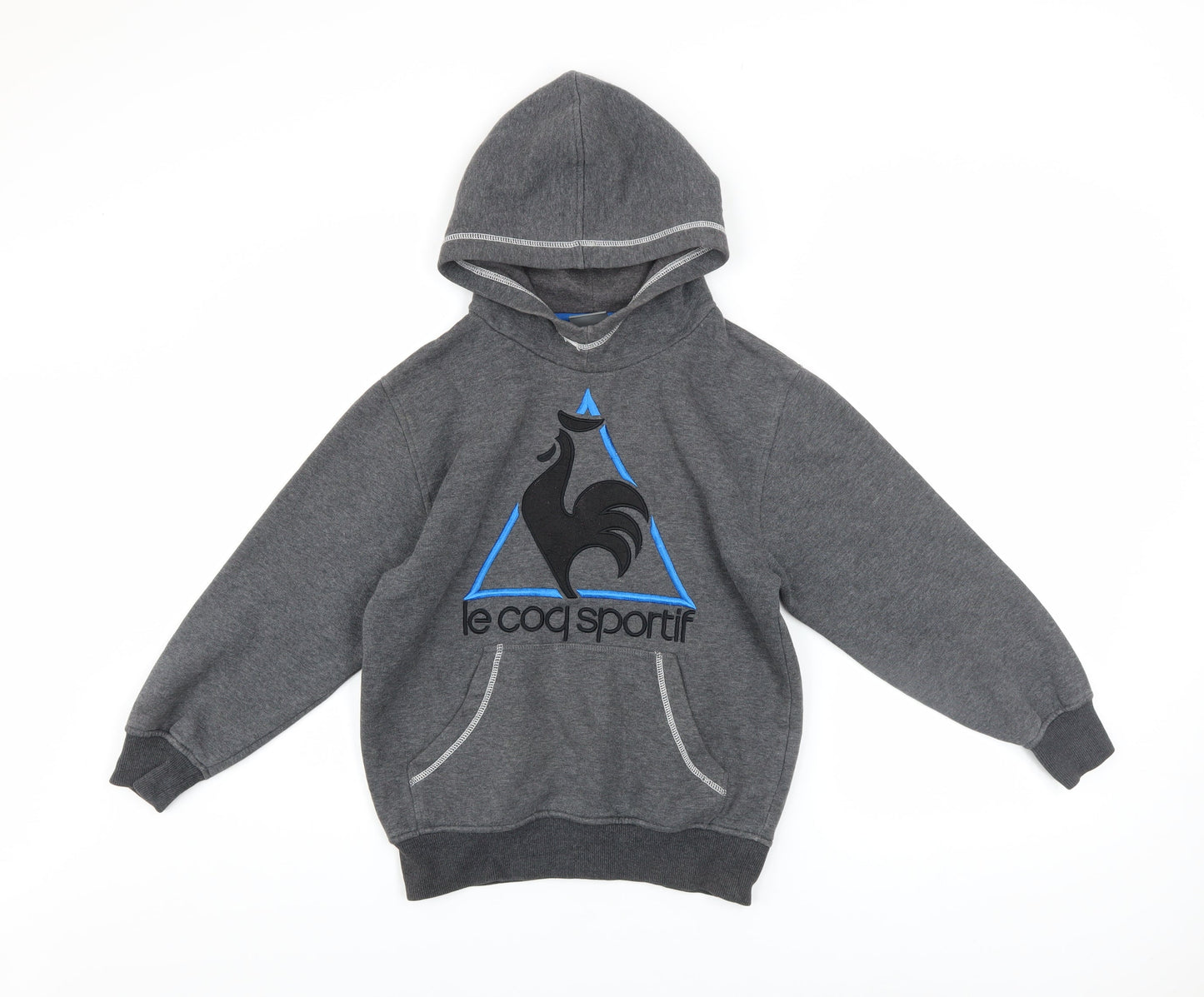 Le Coq Sportif Boys Grey Pullover Hoodie S Fleece Logo Sweatshirt