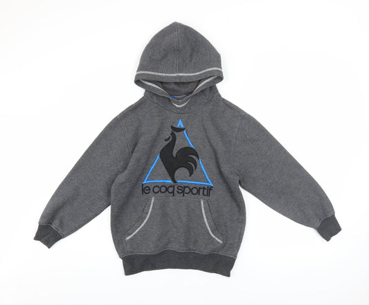Le Coq Sportif Boys Grey Pullover Hoodie S Fleece Logo Sweatshirt