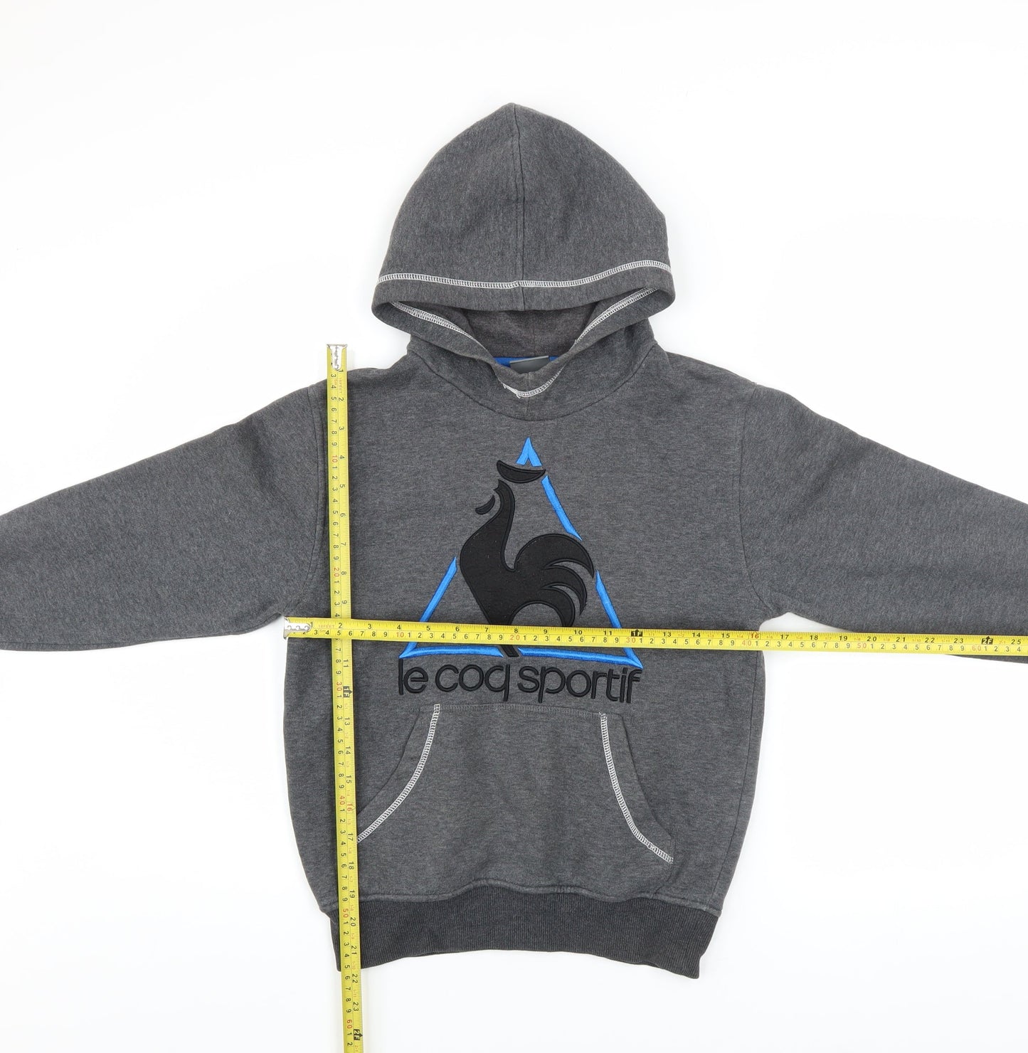 Le Coq Sportif Boys Grey Pullover Hoodie S Fleece Logo Sweatshirt