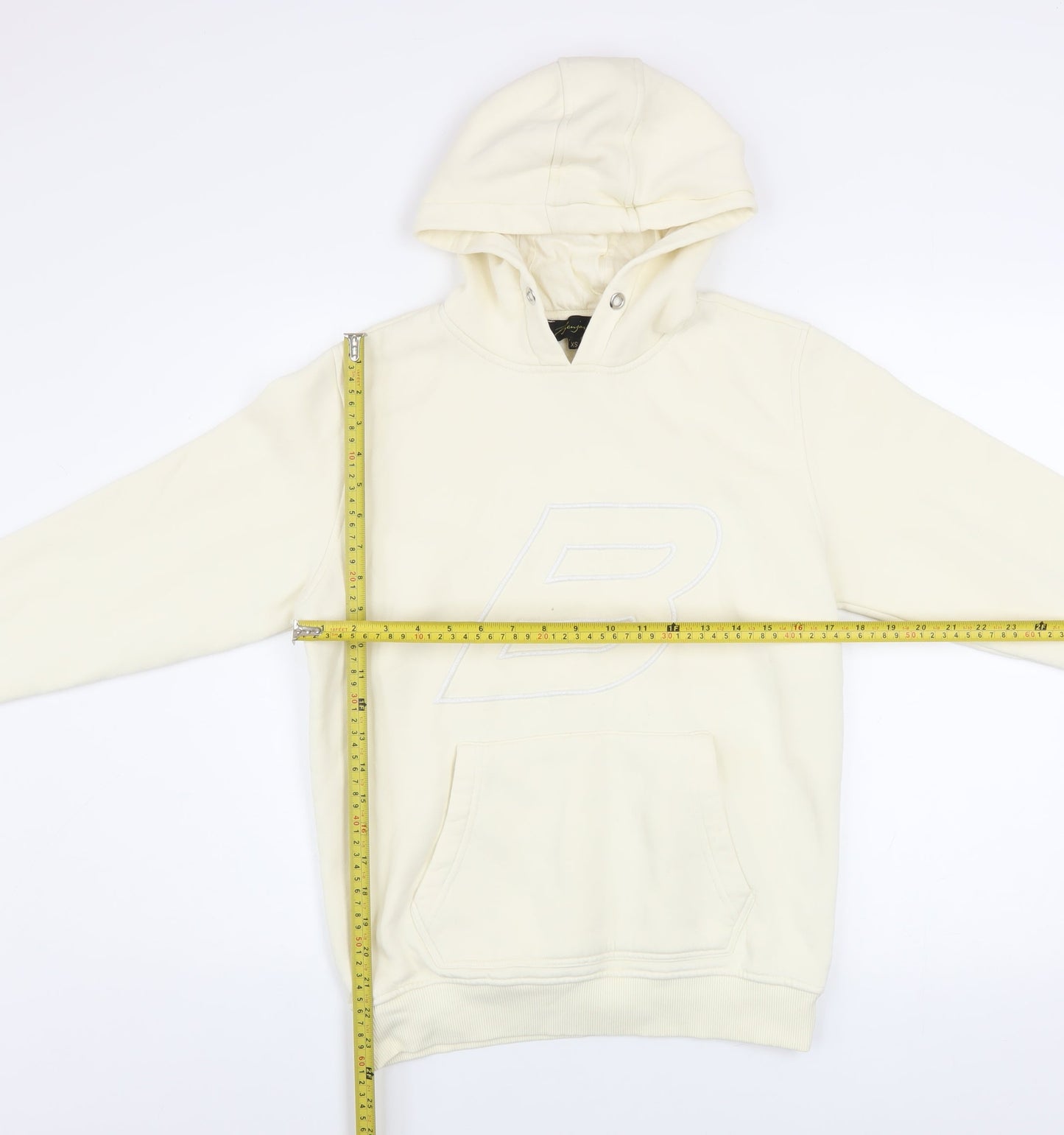 Benjart Men's Beige XS Pullover Hoodie with Embroidered Logo