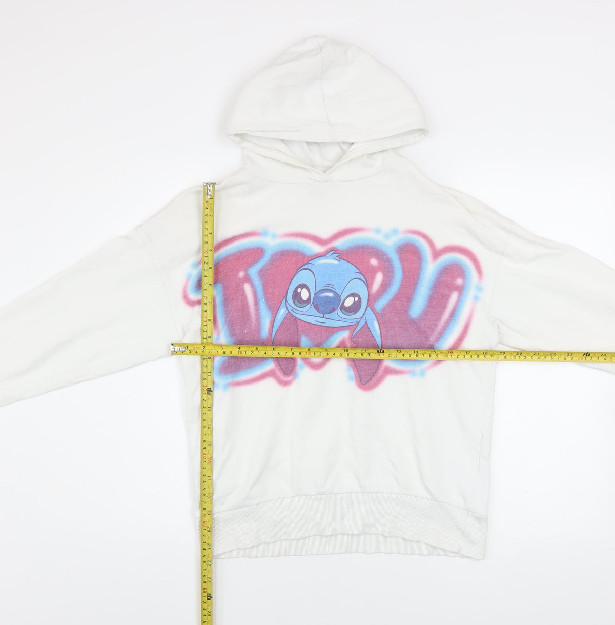 Disney Girls White Stitch Pullover Hoodie 13-14 Years Graphic Print