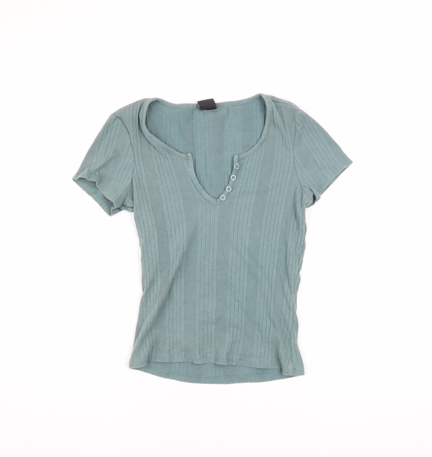 Urban Outfitters Women’s Green Short Sleeve V-Neck Ribbed T-Shirt Size M