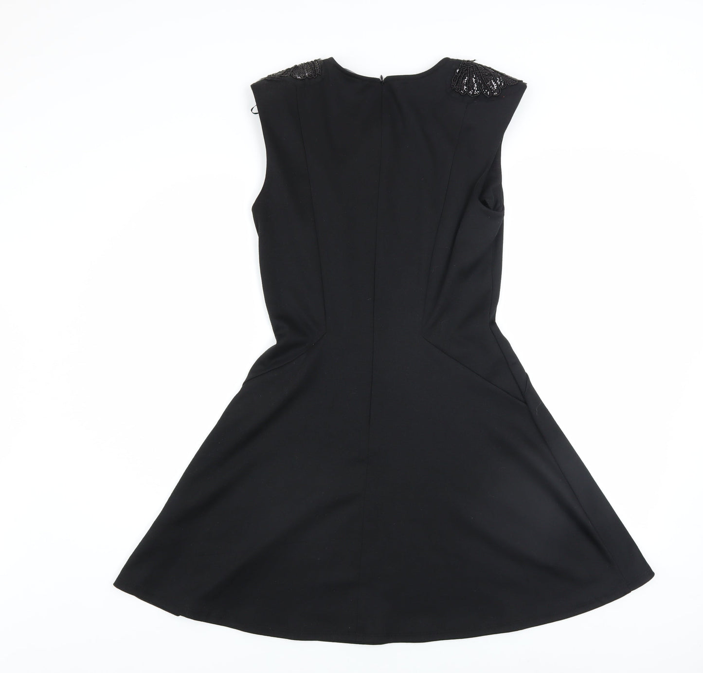 Forever 21 Women's Black Beaded Fit & Flare Sleeveless Knee Length Dress M