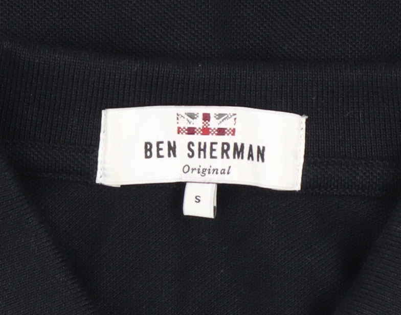 Ben Sherman Men's Black Cotton Polo Shirt Size S Short Sleeve