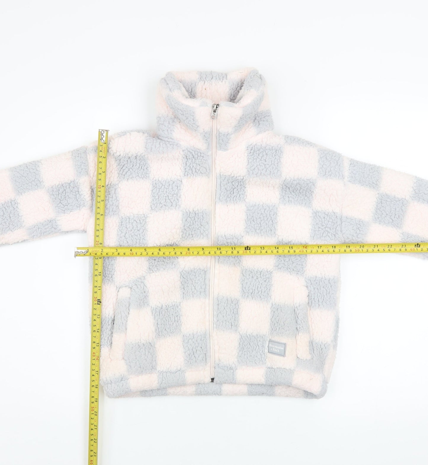 Abercrombie & Fitch Kids Girls Multicoloured Check Fleece Zip Jacket 11-12 Years