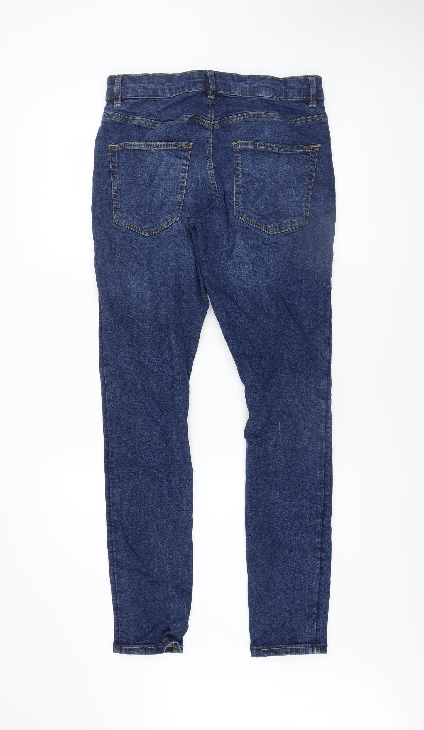 Easy Men's Blue Super Skinny Jeans 32L Denim Stretch Mid Rise