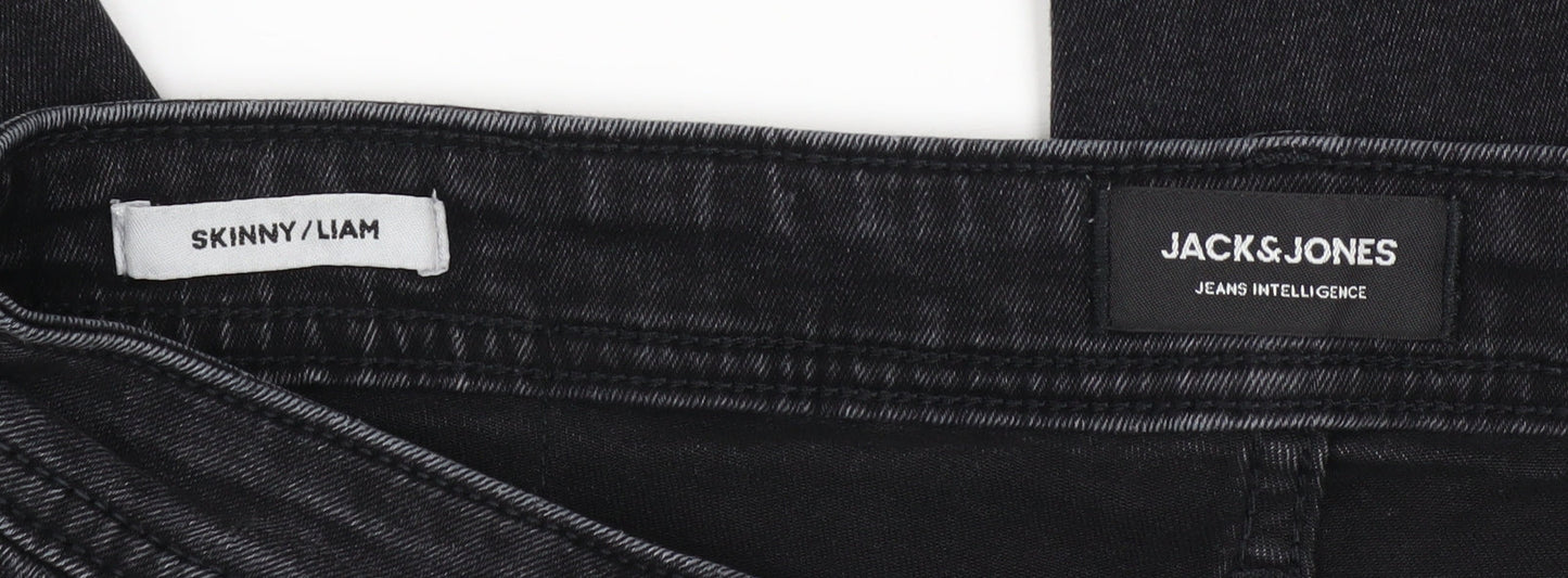 Jack & Jones Men's Black Skinny Liam Jeans Size 32W 34L