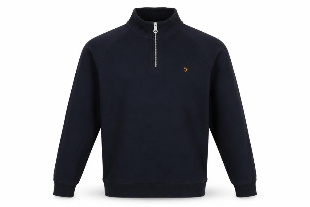 Farah Men’s Blue 1/4 Zip Cotton Sweatshirt Size L