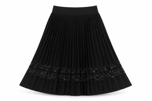 River Island Womens Black Pleated Lace Midi Skirt Size 6