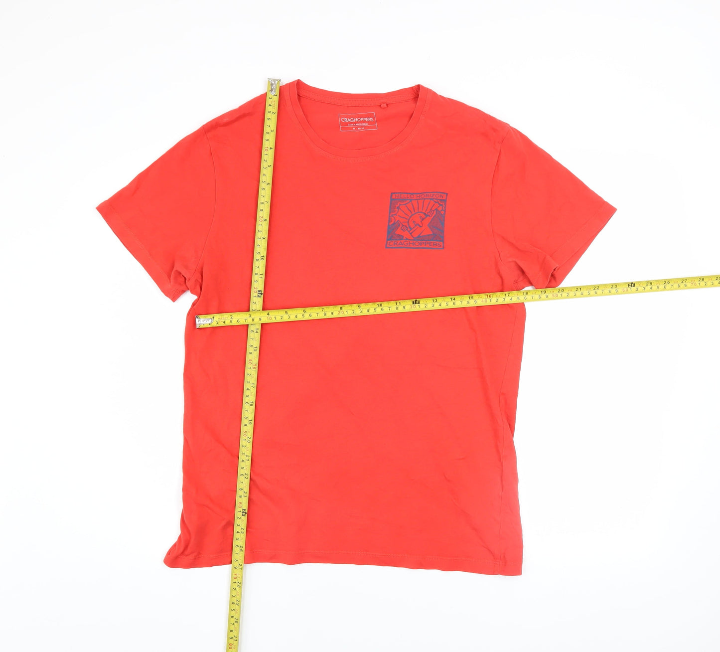 Craghoppers Mens Red Graphic Print Cotton Short Sleeve T-Shirt M