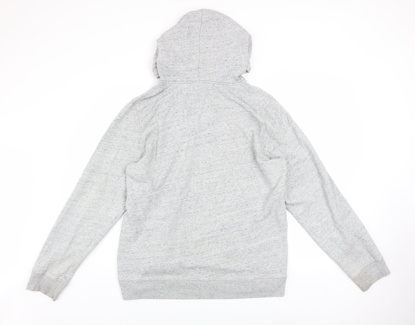Hollister Men’s Grey Pullover Hoodie L Logo Print Classic Fleece