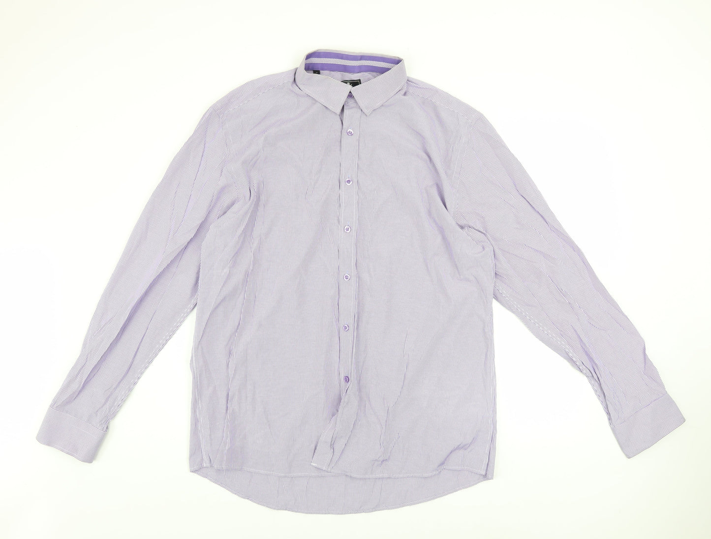 Daniel Rosso Men's Purple Striped Button-Up Shirt XL Classic Fit
