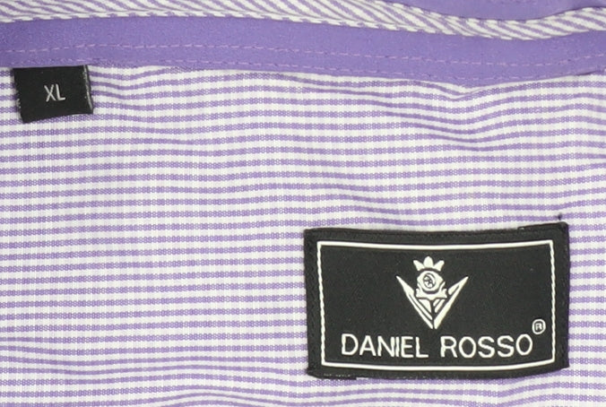 Daniel Rosso Men's Purple Striped Button-Up Shirt XL Classic Fit