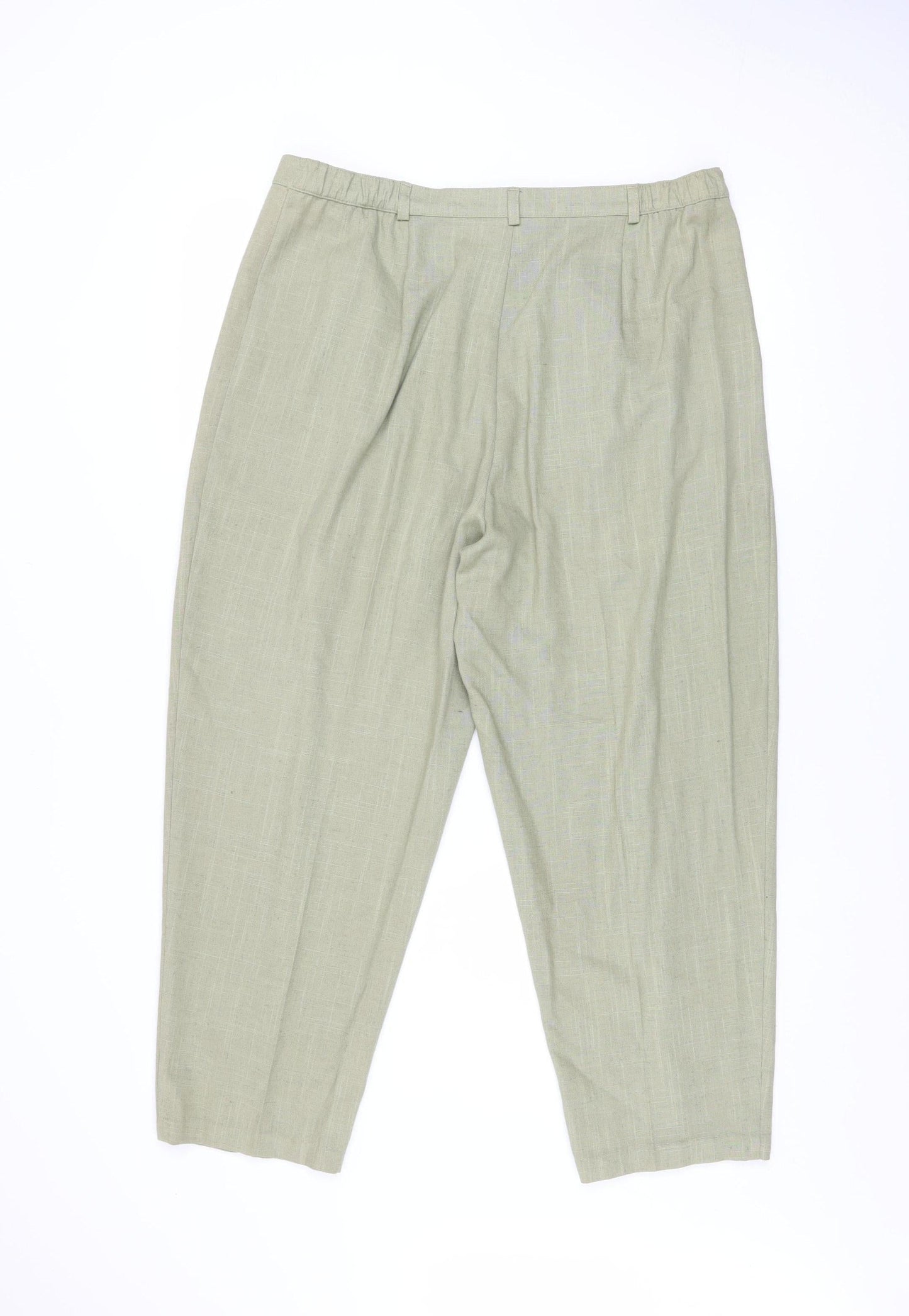 Berkertex Womens Green Size 18 Pleated Tapered Linen Blend Trousers