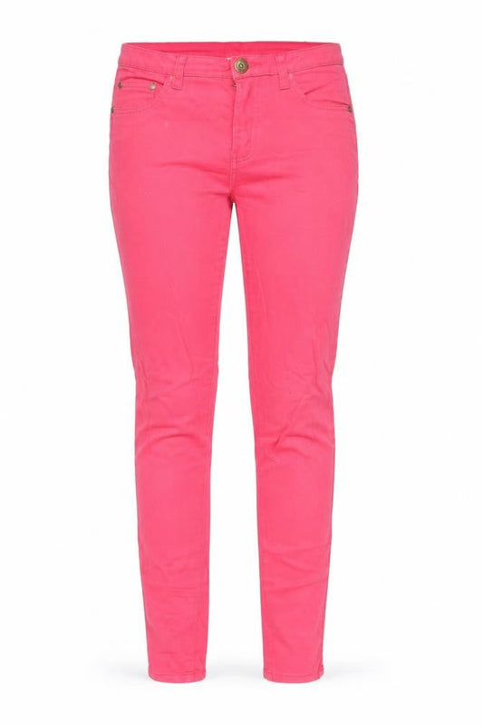 Vila Womens Pink Skinny Jeans L Slim Fit Mid Rise Stretch Denim