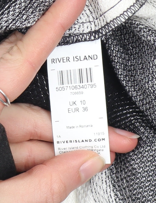 River Island Women’s Black Check Tunic Button-Up Shirt UK 10
