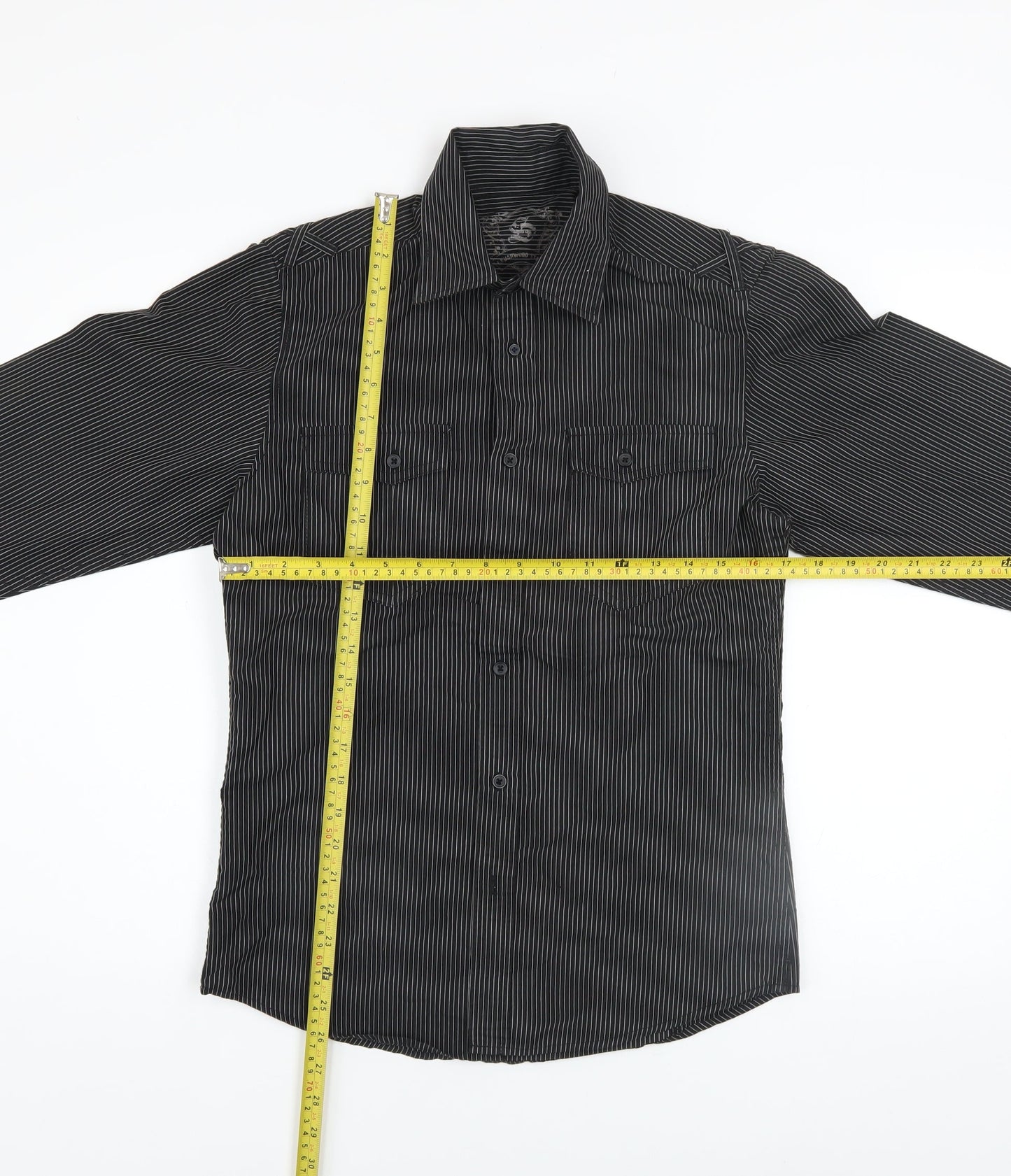 Cedarwood State Men's Black Striped Long Sleeve Button-Up Shirt Size S