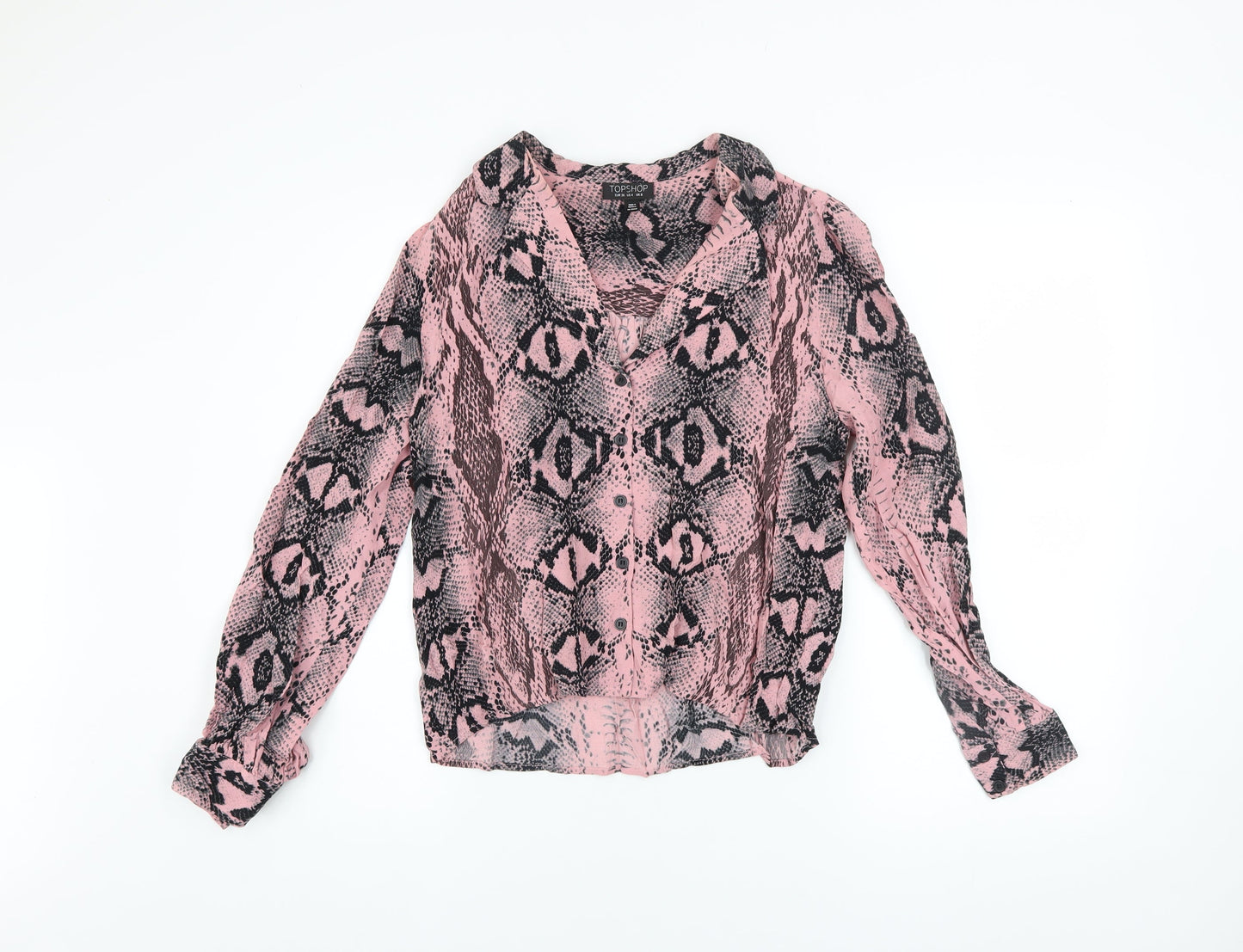 Topshop Women’s Pink Snake Print Viscose Blouse Size 8