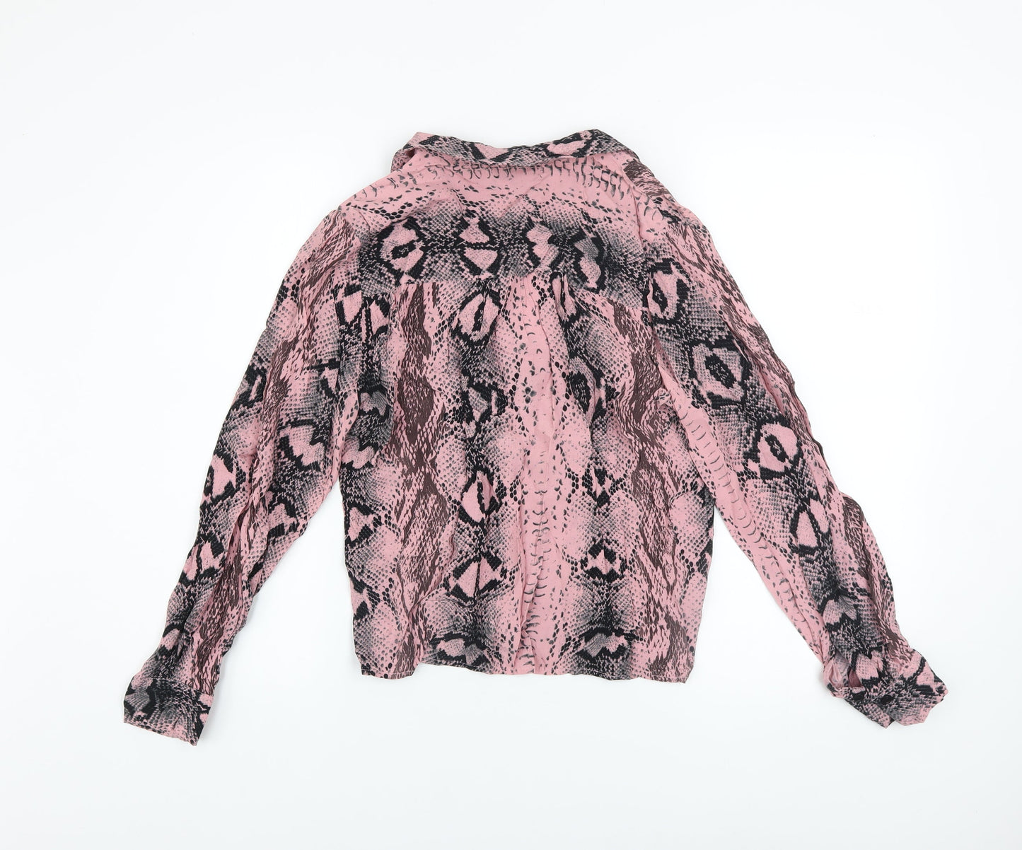 Topshop Women’s Pink Snake Print Viscose Blouse Size 8