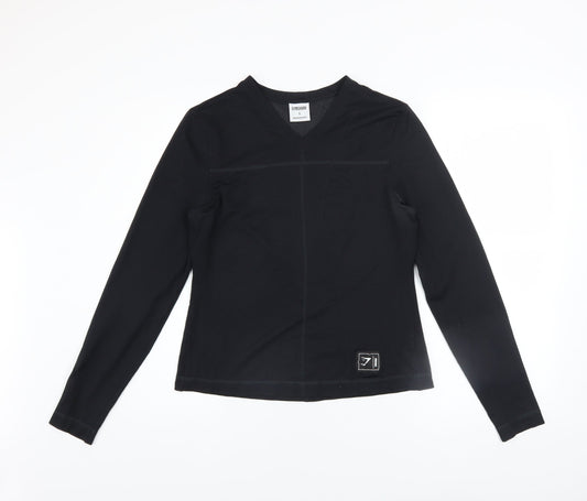 Gymshark Womens Black Long Sleeve V-Neck Slim Fit Activewear Top Size S