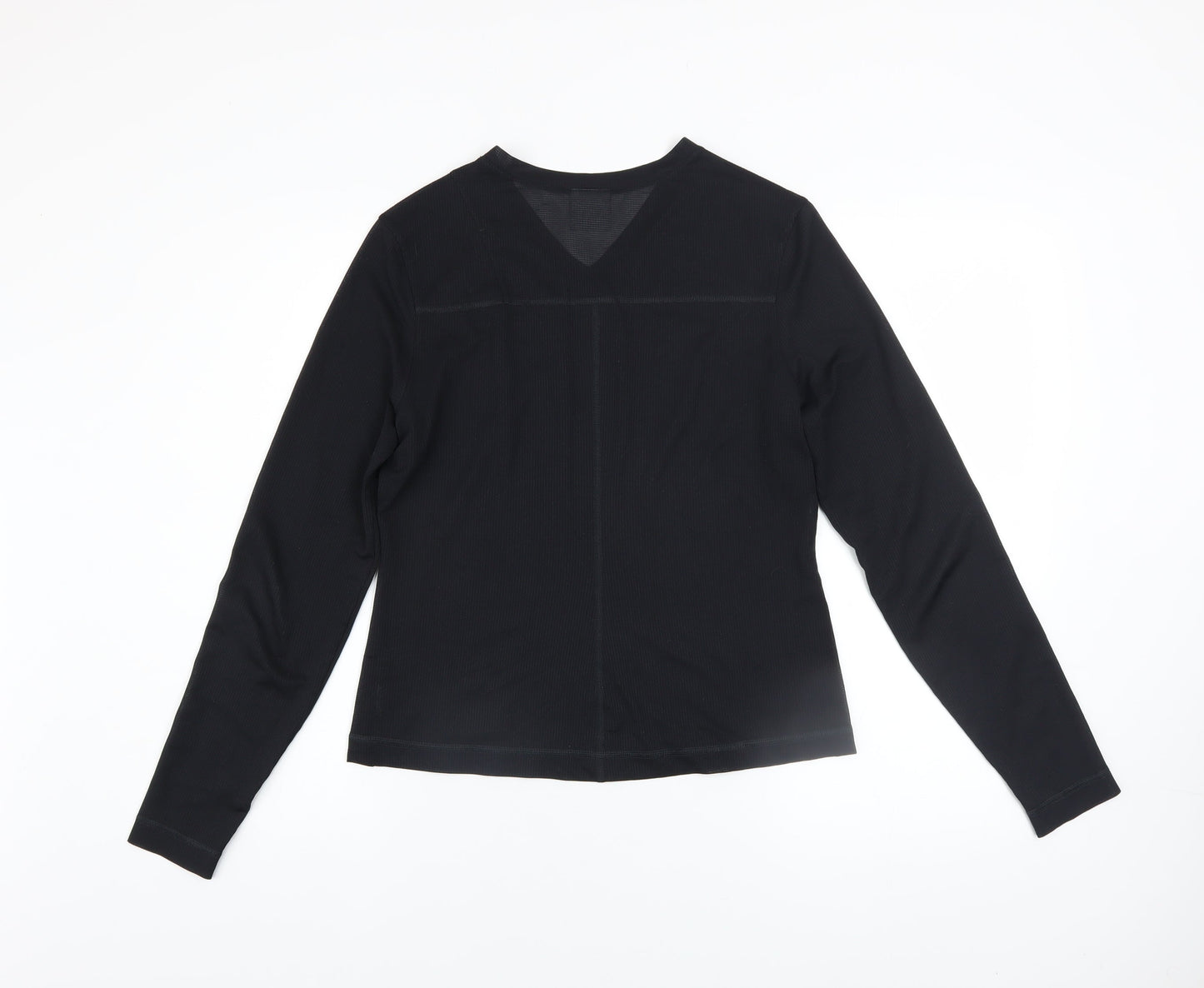 Gymshark Womens Black Long Sleeve V-Neck Slim Fit Activewear Top Size S