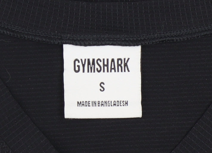 Gymshark Womens Black Long Sleeve V-Neck Slim Fit Activewear Top Size S