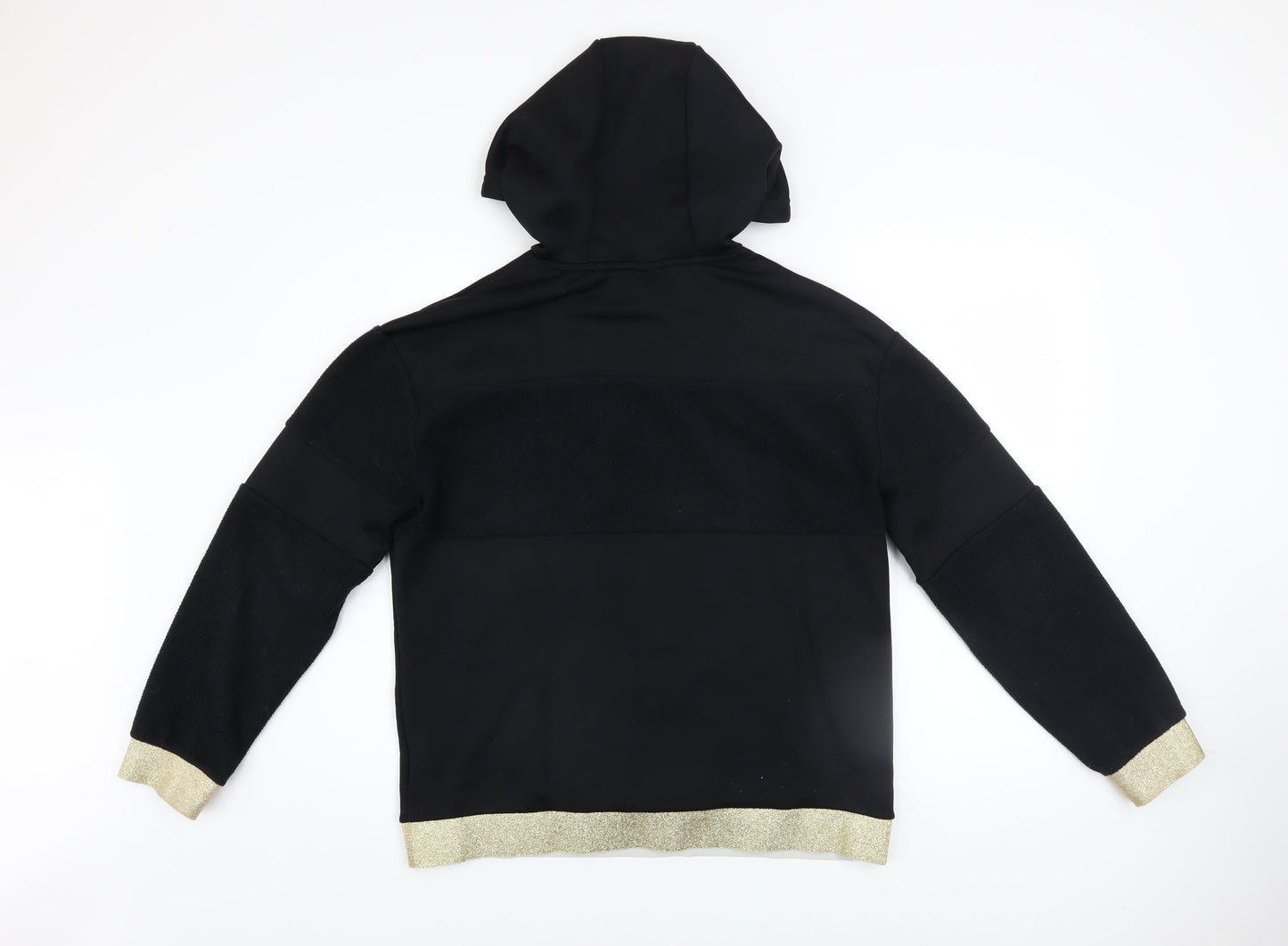 Nike Women's Black Hoodie Small Gold Trim Pullover Fleece Sweatshirt