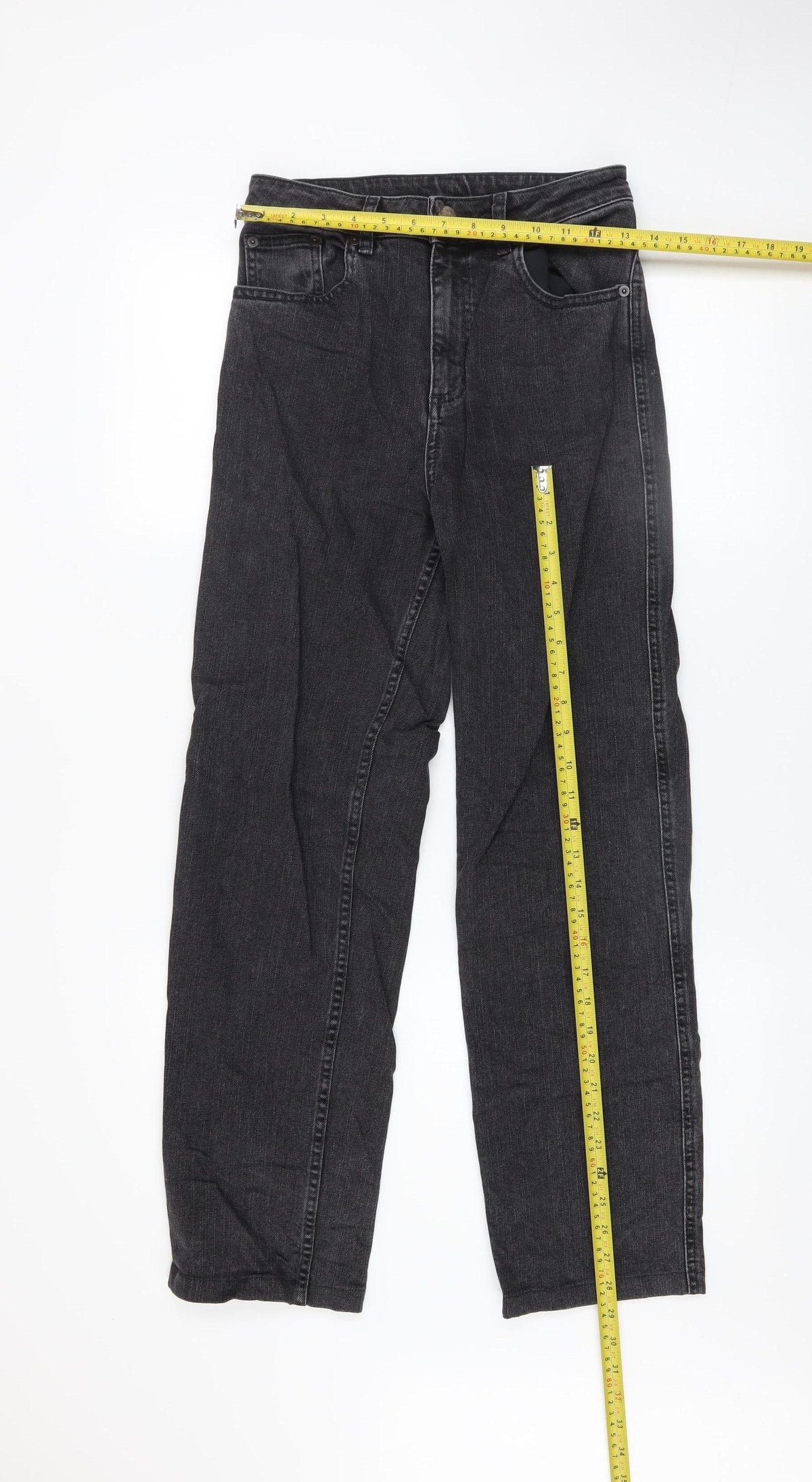 ASOS Womens Black Straight Jeans Size 8 Regular Fit 26W 34L Stretch Denim