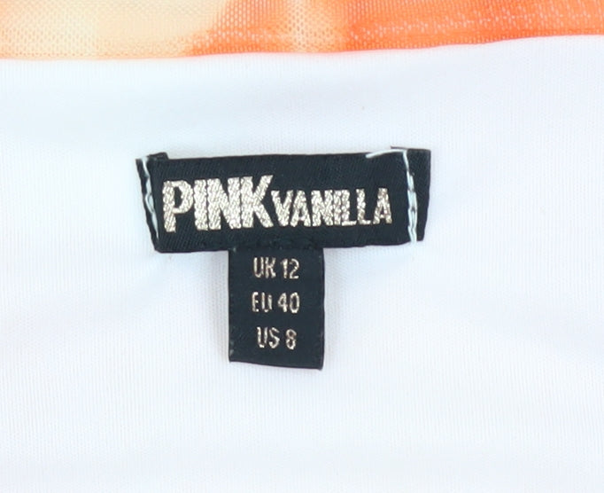 Pink Vanilla Women Orange Tie Dye Bodycon Ruched Dress Size 12