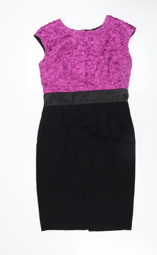 Diva Catwalk Women Black Pink Size 12 Sheath Peplum Dress