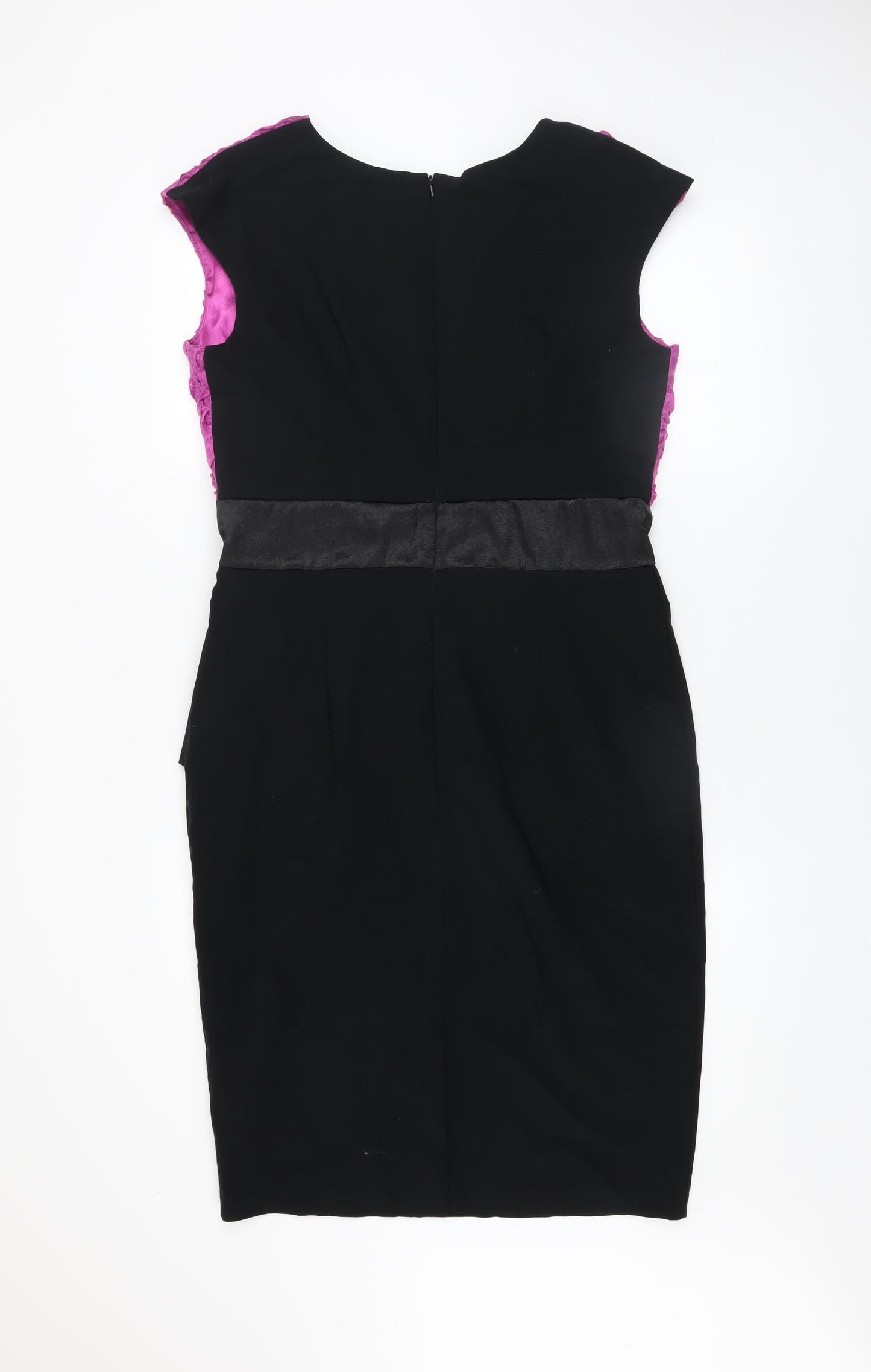 Diva Catwalk Women Black Pink Size 12 Sheath Peplum Dress