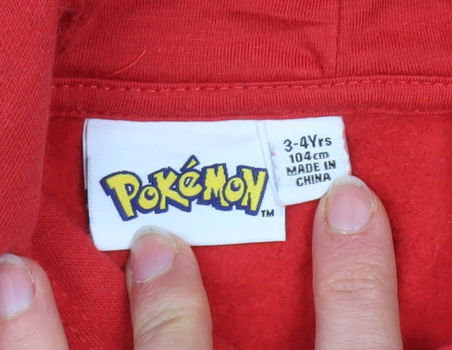 Pokémon Boys Red Pikachu Christmas Hoodie 3-4 Years Pullover Graphic Sweatshirt