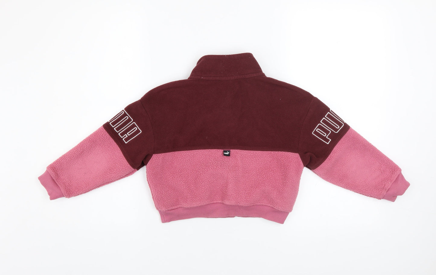 Puma Girls Pink Colourblock Fleece Pullover Sweatshirt 7-8 Years