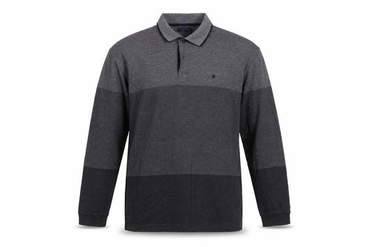 Highstil Men’s Grey Classic Fit Cotton Long Sleeve Button-Up Polo Shirt M