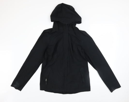 32 Degrees Women Black Water Resistant Hooded Rain Jacket Size S