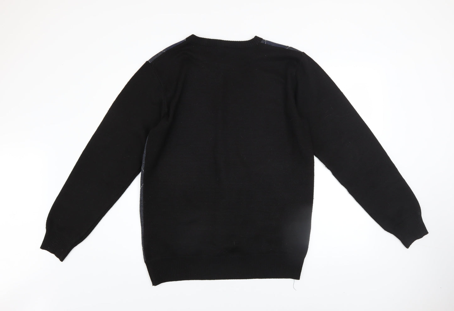 Propeller Men's Black Argyle Pullover Jumper Size M Crew Neck Knit