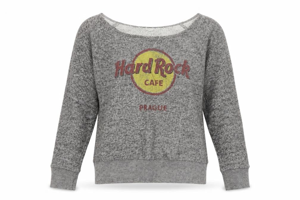 Hard Rock Cafe Women's Grey Small Pullover Sweatshirt Prague Logo