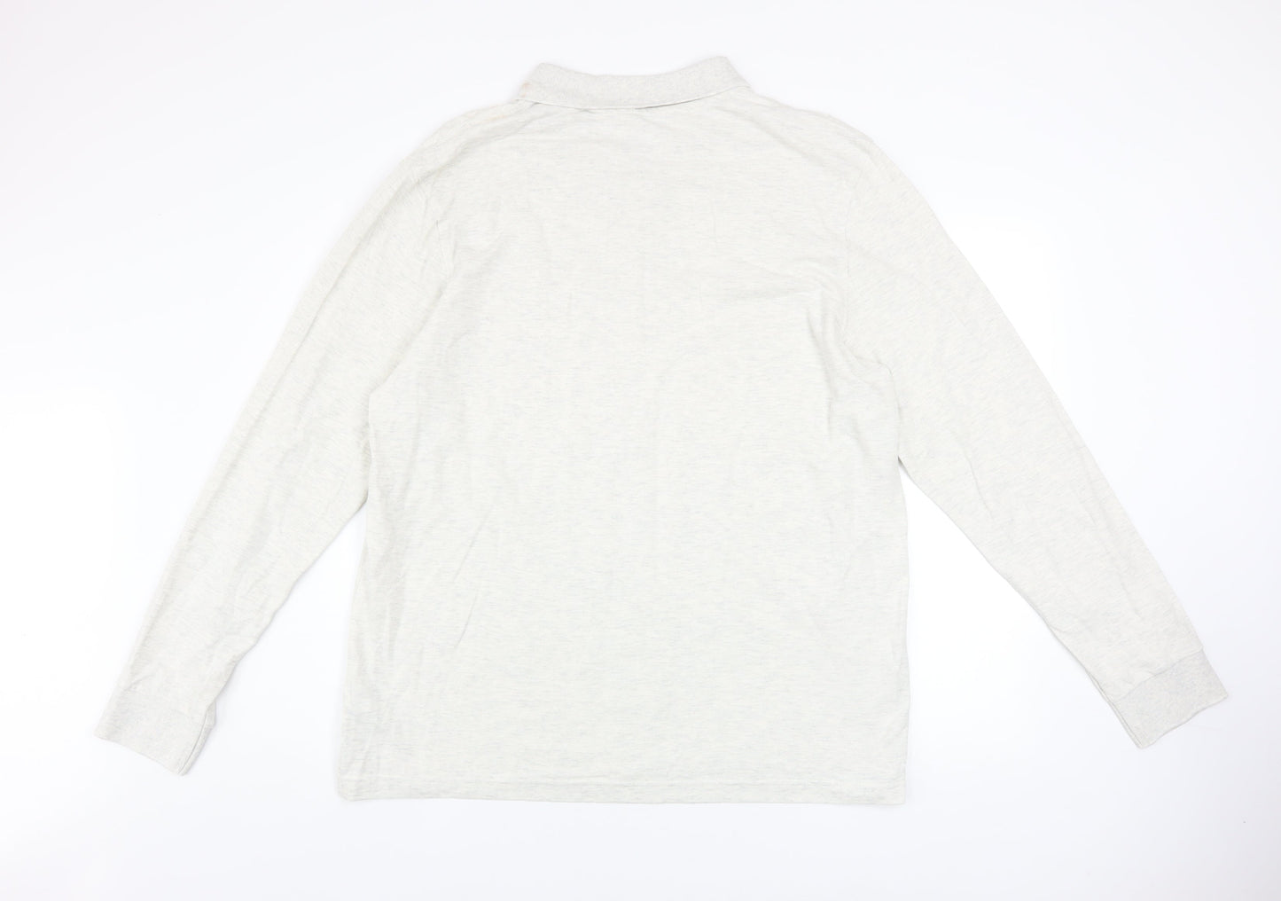 Marks and Spencer Men’s Ivory Cotton Long Sleeve Polo Shirt XL Regular Fit