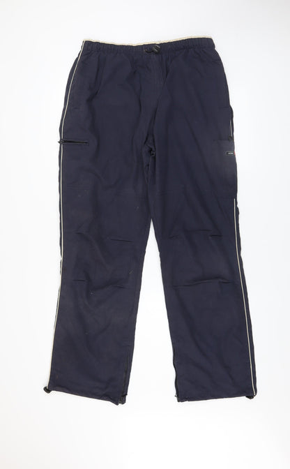 Front view of Nutshell Men’s Blue Cargo Trousers 30W 32L Polyester Cotton