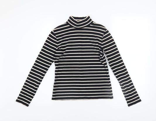 Laura Ashley Women’s Black & White Striped Roll Neck Top UK 10