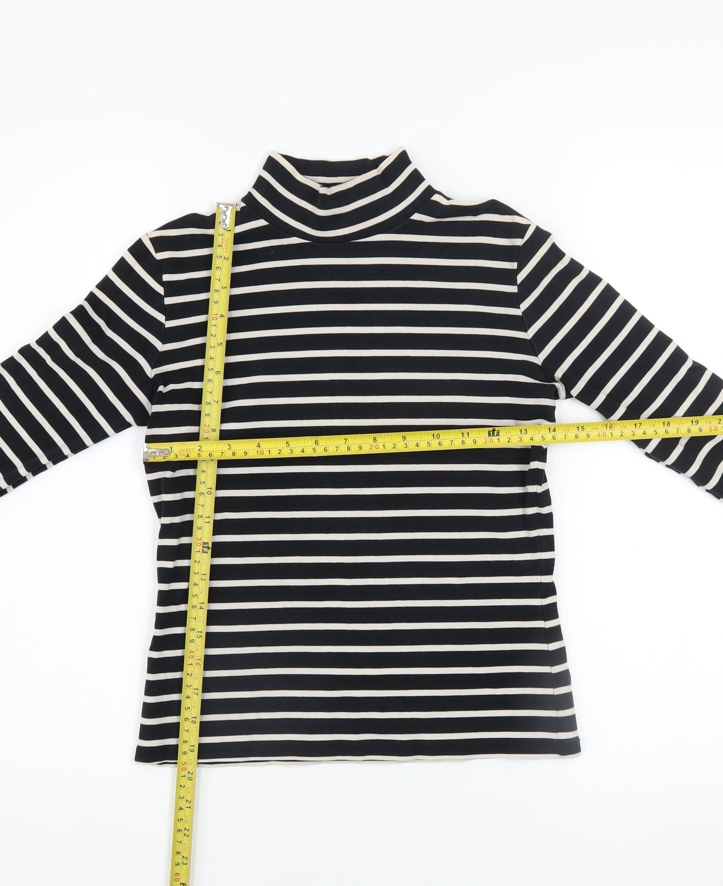 Laura Ashley Women’s Black & White Striped Roll Neck Top UK 10