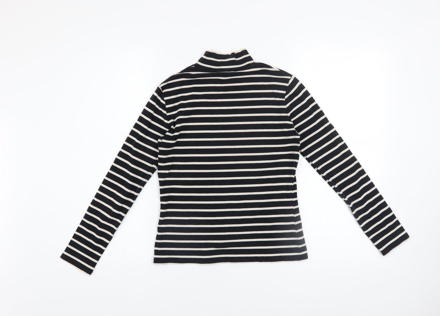 Laura Ashley Women’s Black & White Striped Roll Neck Top UK 10