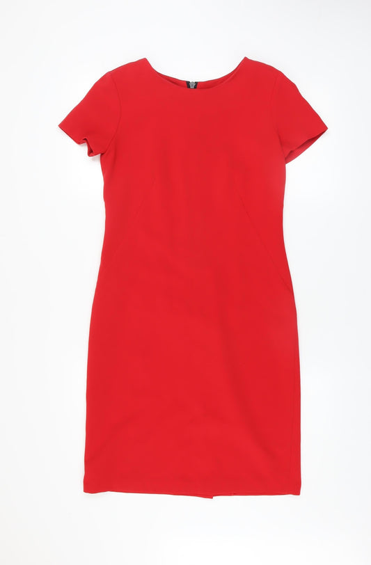 De Facto Women's Red Sheath Dress Size 8 Short Sleeve Knee Length