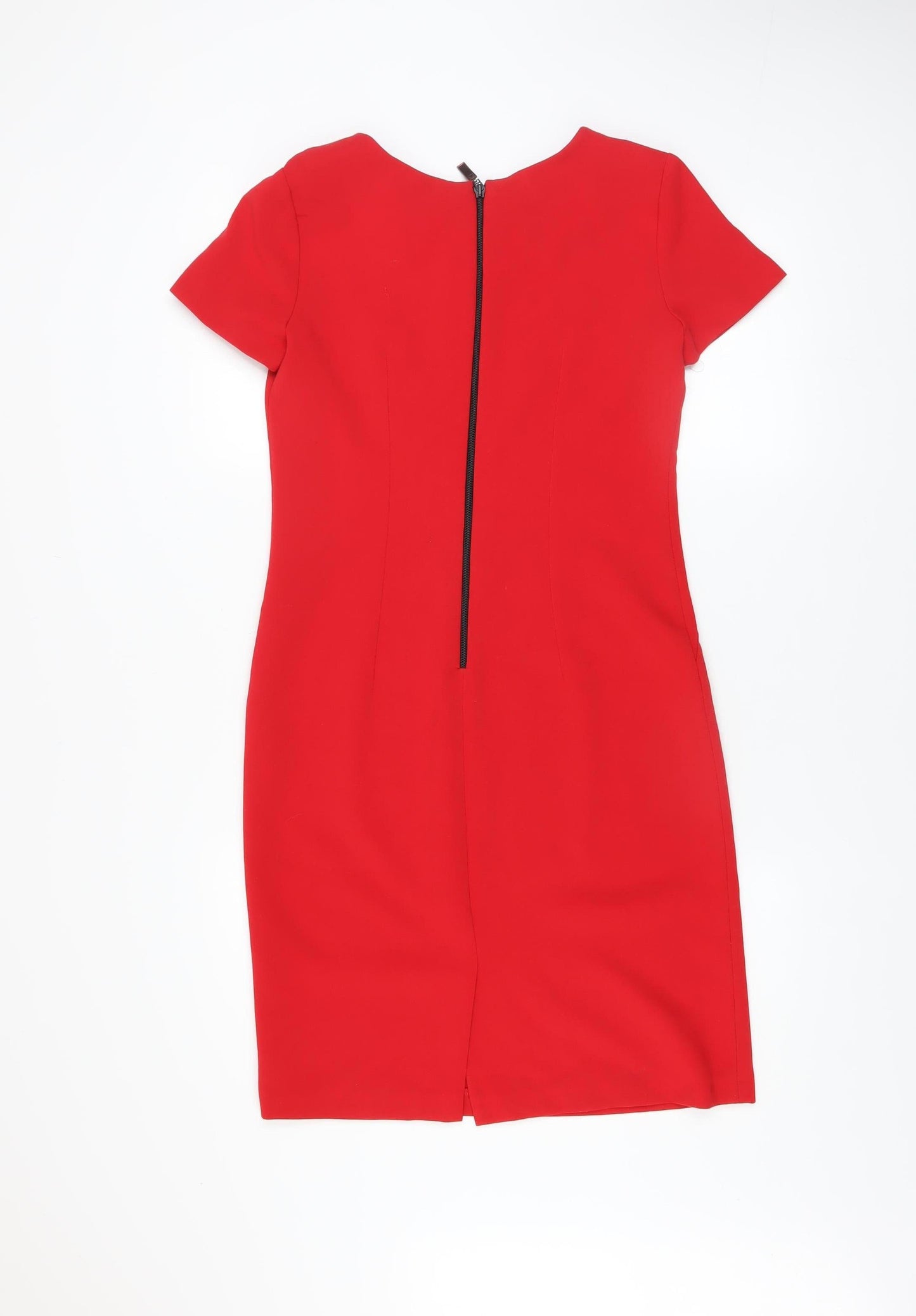 De Facto Women's Red Sheath Dress Size 8 Short Sleeve Knee Length